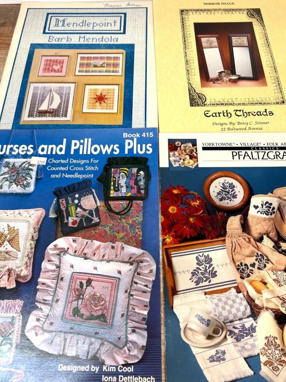 Earth Threads Mirror Image & Cross-Stitch Patterns Lot Of 4